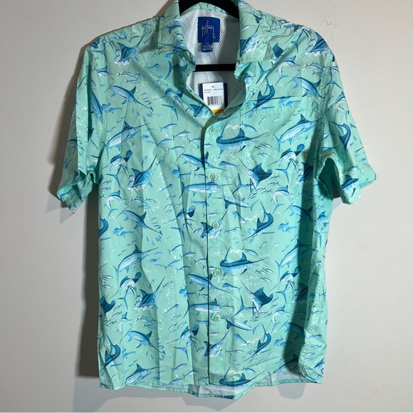 Guy Harvey Men's Tonal Bills Short Sleeve Printed Fishing Shirt - Picture 2 of 3